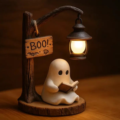 Cute Ghost Reading Lantern | Cozy LED Halloween Decoration Gift