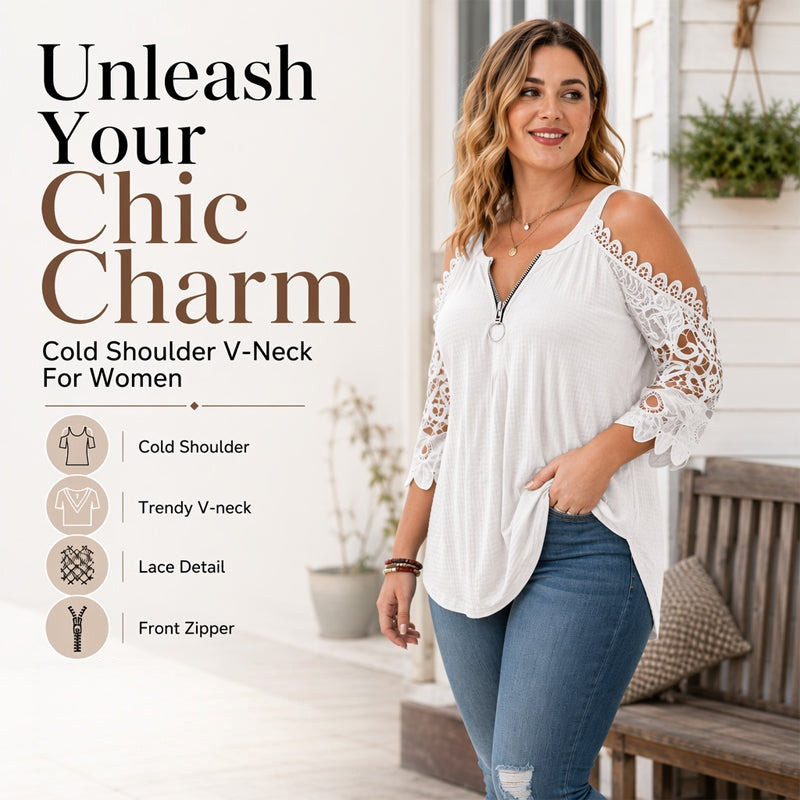 50% OFF | Elegant Off‑Shoulder Lace Top With Zipper Closure
