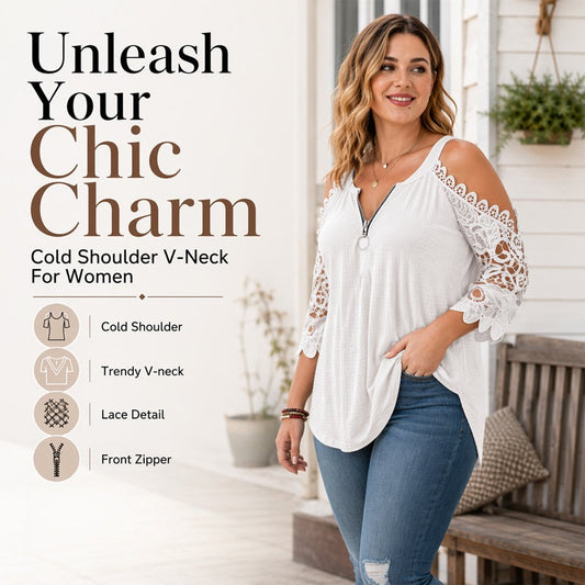 50% OFF | Elegant Off‑Shoulder Lace Top With Zipper Closure