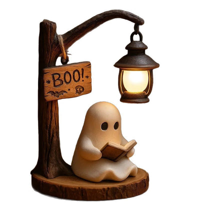 Cute Ghost Reading Lantern | Cozy LED Halloween Decoration Gift
