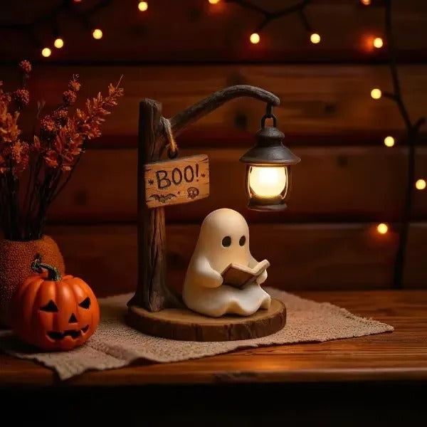 Cute Ghost Reading Lantern | Cozy LED Halloween Decoration Gift