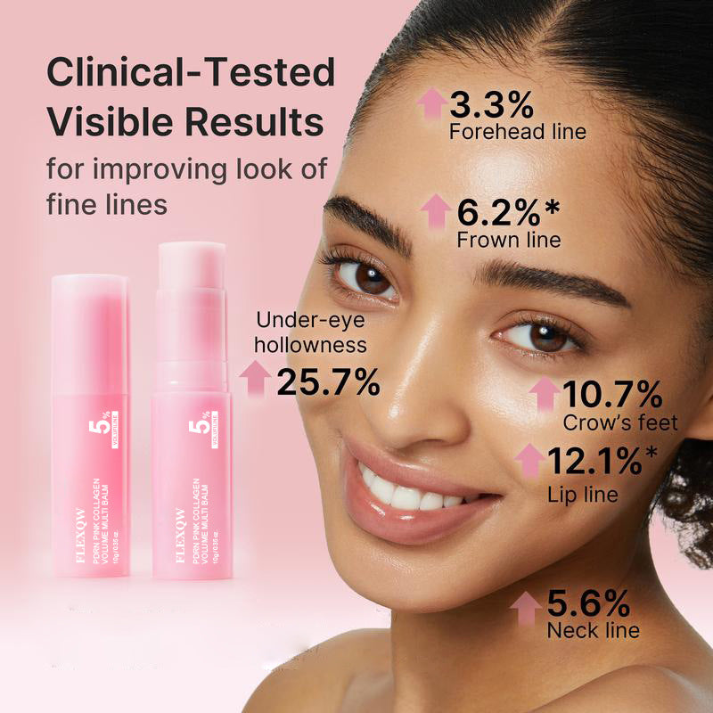 Pink Collagen Volume Multi‑Balm,All‑In‑One Anti‑Aging Stick, Firming & Smoothing for Fine Lines, Target Under‑Eyes, Neck, Forehead, Smile Lines & Lips