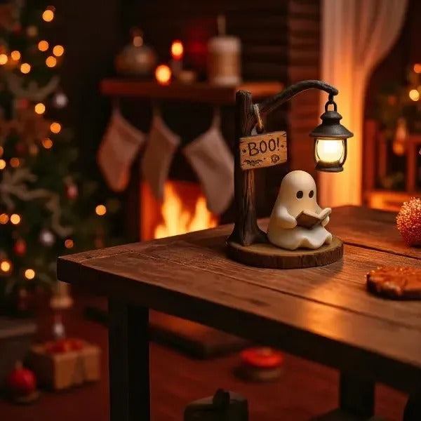Cute Ghost Reading Lantern | Cozy LED Halloween Decoration Gift