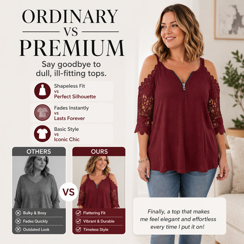 50% OFF | Elegant Off‑Shoulder Lace Top With Zipper Closure