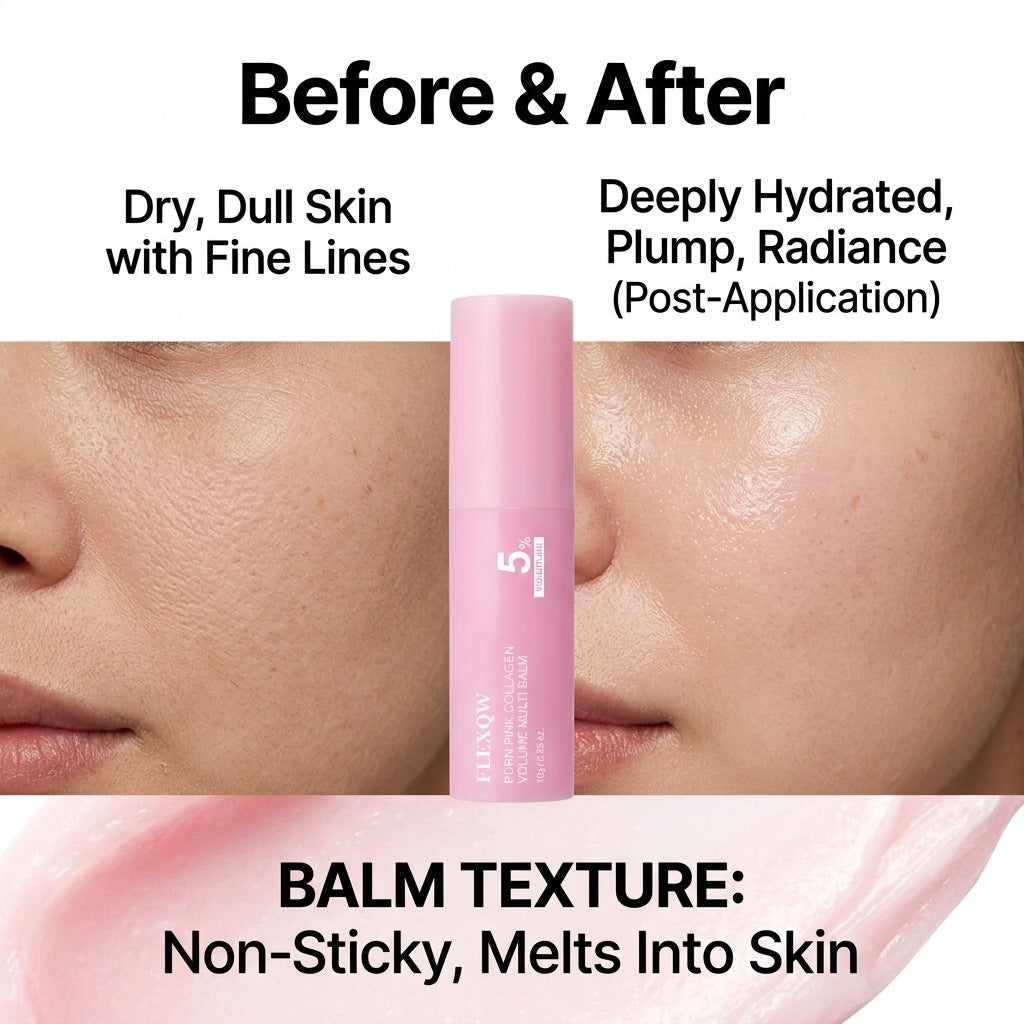 Pink Collagen Volume Multi‑Balm,All‑In‑One Anti‑Aging Stick, Firming & Smoothing for Fine Lines, Target Under‑Eyes, Neck, Forehead, Smile Lines & Lips