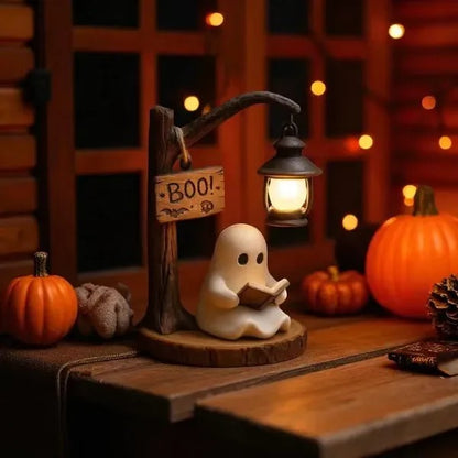 Cute Ghost Reading Lantern | Cozy LED Halloween Decoration Gift