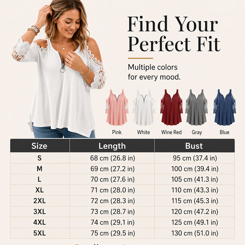 50% OFF | Elegant Off‑Shoulder Lace Top With Zipper Closure