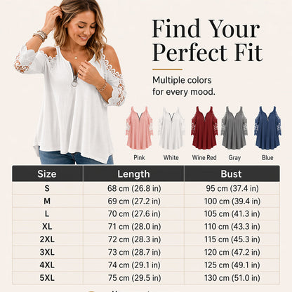 50% OFF | Elegant Off‑Shoulder Lace Top With Zipper Closure