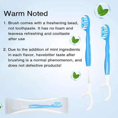 5 in 1 Toothbrush & Floss & Tongue Scraper & Toothpick Set,Oral Care Tool for Travel, Business Trip, Teeth Cleaning Kit