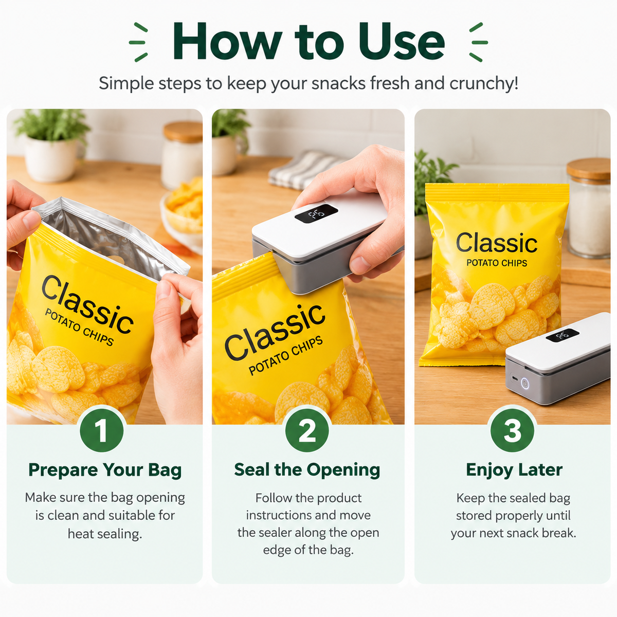 Mini Heat Bag Sealer – Keep Your Snacks Fresh & Crunchy