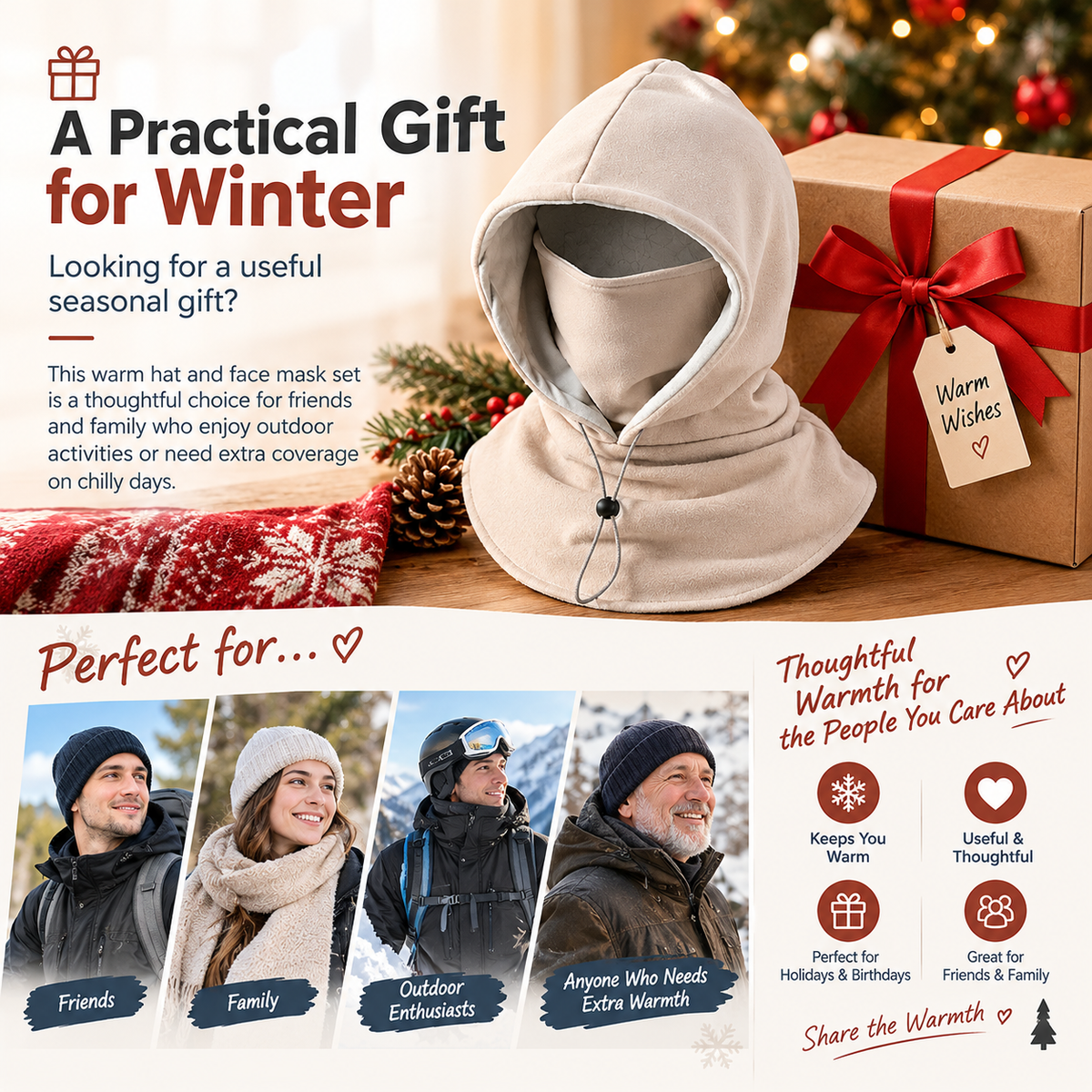2-Piece Winter Flannel Hat & Face Mask Set