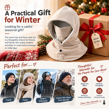 2-Piece Winter Flannel Hat & Face Mask Set