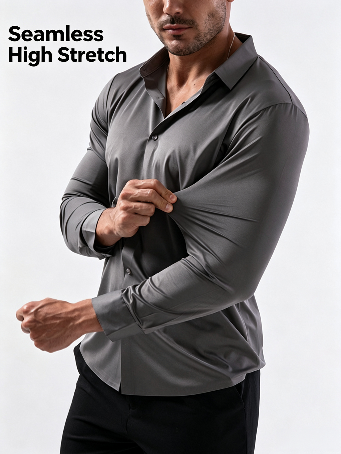 Men’s 16-Way Stretch Slim Fit Dress Shirt, Wrinkle-Free