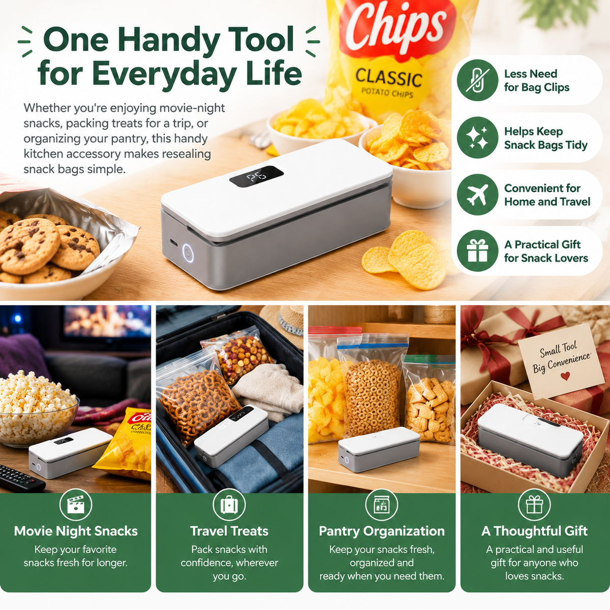 Mini Heat Bag Sealer – Keep Your Snacks Fresh & Crunchy