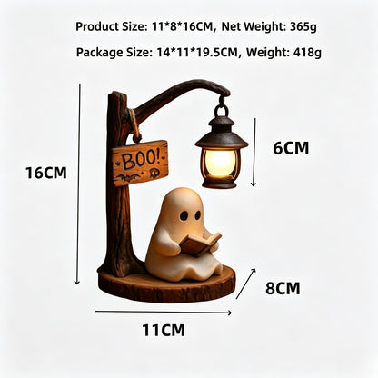 Cute Ghost Reading Lantern | Cozy LED Halloween Decoration Gift