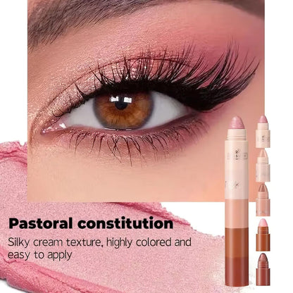 5 in 1 Pearl Shimmer Eyeshadow Stick Set | Waterproof Smudge-Proof Multi-Use Highlight Makeup Pens, Easy Blend Natural Eye Makeup for Beginners, Portable Travel Lazy Cosmetic Sticks