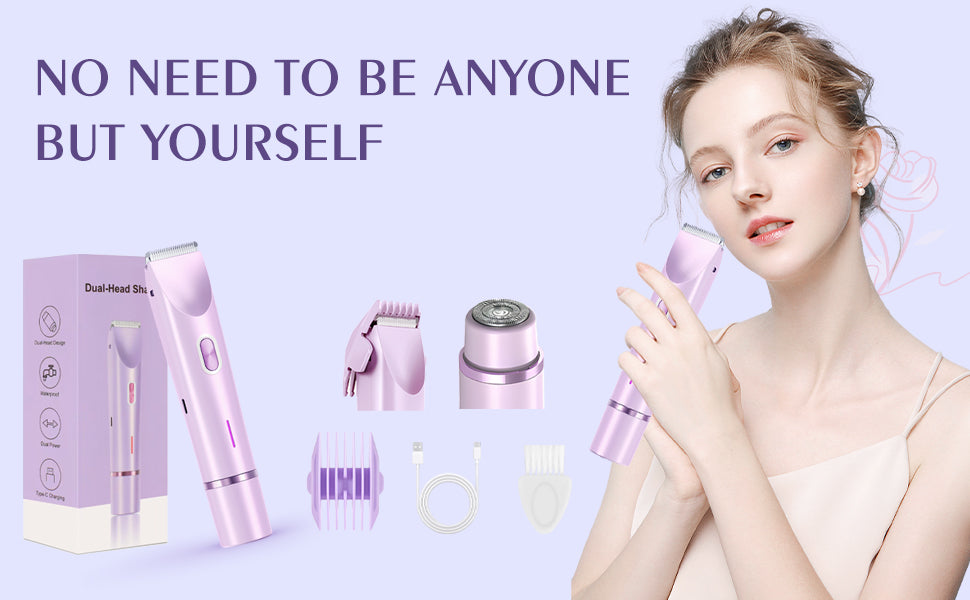 2-in-1 Rechargeable Electric Bikini Trimmer | Dual Head Wet Dry Waterproof Shaver for Face & Body