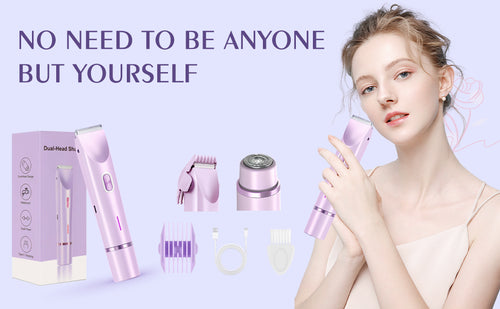2-in-1 Rechargeable Electric Bikini Trimmer | Dual Head Wet Dry Waterproof Shaver for Face & Body