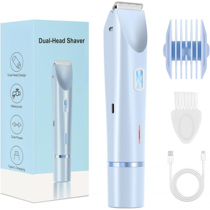 2-in-1 Rechargeable Electric Bikini Trimmer | Dual Head Wet Dry Waterproof Shaver for Face & Body