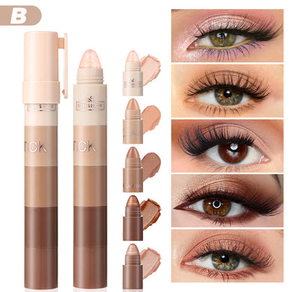 5 in 1 Pearl Shimmer Eyeshadow Stick Set | Waterproof Smudge-Proof Multi-Use Highlight Makeup Pens, Easy Blend Natural Eye Makeup for Beginners, Portable Travel Lazy Cosmetic Sticks