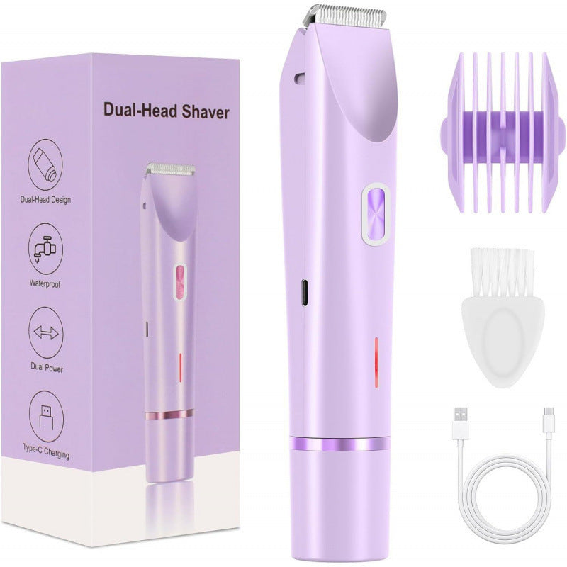 2-in-1 Rechargeable Electric Bikini Trimmer | Dual Head Wet Dry Waterproof Shaver for Face & Body