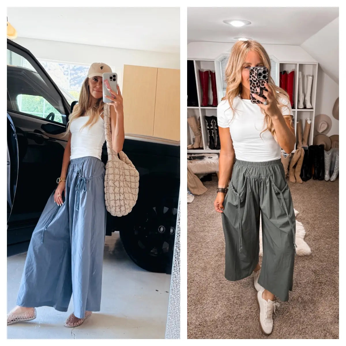 Women Loose Wide Leg Capri Track Pants, Elastic Drawstring Waist with Pockets, Athleisure Pants for Hiking Gym